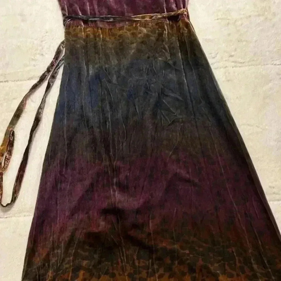 NWOT JOHNNY WAS Ombre Cheetah Print Velvet Midi Silk Wrap Dress Size XS - Picture 16 of 16